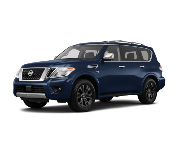 2017 Nissan Armada SL, front three-quarter view, paint 1 of 8