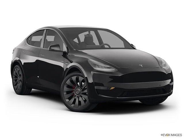 2026 Tesla Model Y | Front passenger 3/4 w/ wheels turned