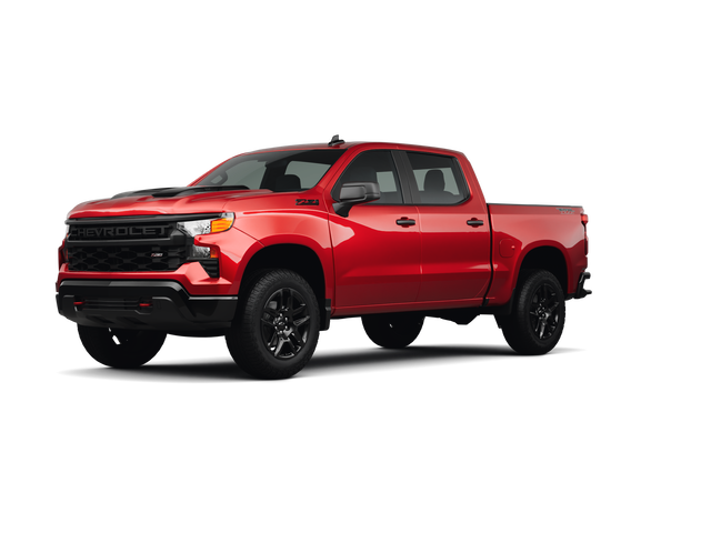 2026 Chevrolet Silverado 1500 Custom Trail Boss, front three-quarter view, paint 1 of 6