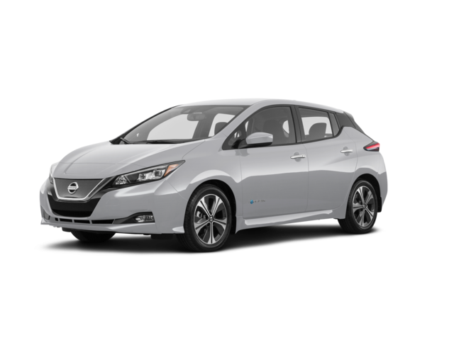 2018 Nissan Leaf SV, front three-quarter view, paint 1 of 8