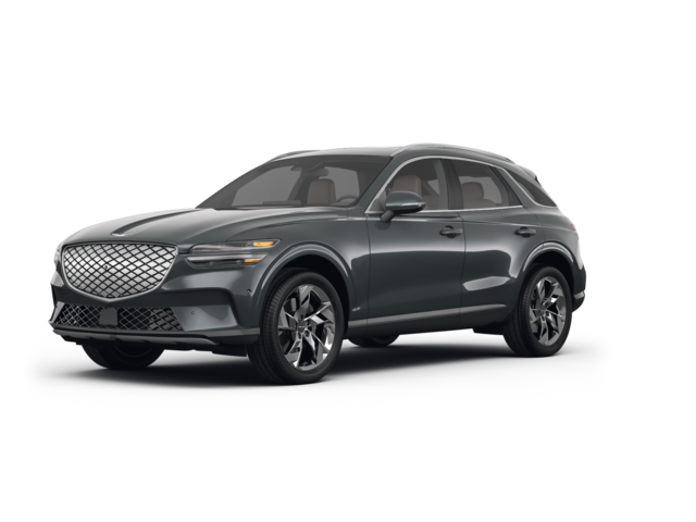 2023 Genesis Electrified GV70 Advanced, front three-quarter view, paint 1 of 4