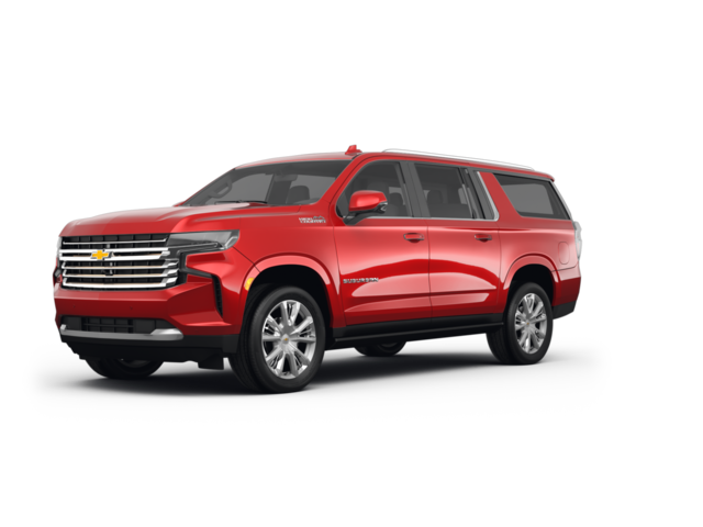 2023 Chevrolet Suburban High Country, front three-quarter view, paint 1 of 8