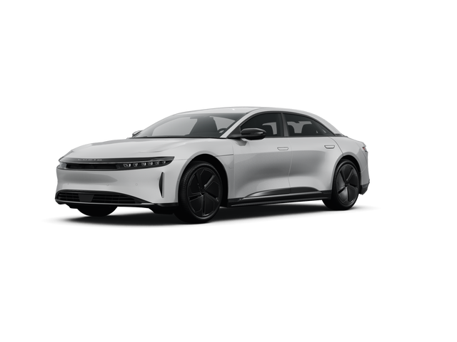 2024 Lucid Air Pure, front three-quarter view, paint 1 of 7