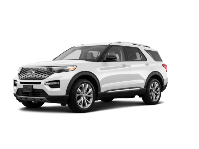 2022 Ford Explorer Platinum, front three-quarter view, paint 1 of 8