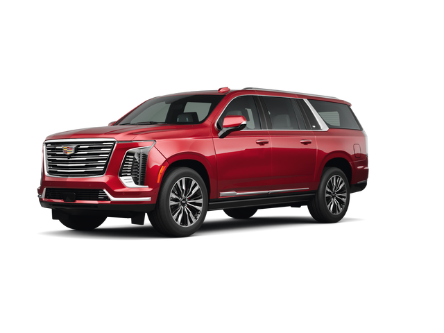 2025 Cadillac Escalade ESV Premium Luxury Platinum, front three-quarter view, paint 1 of 8
