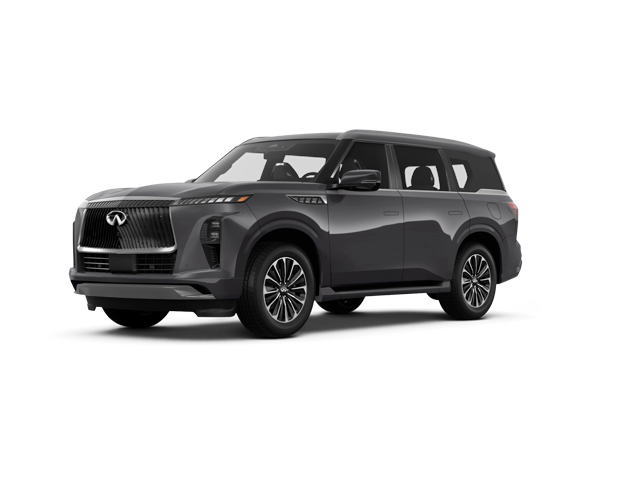 2026 INFINITI QX80 LUXE, front three-quarter view, paint 1 of 5