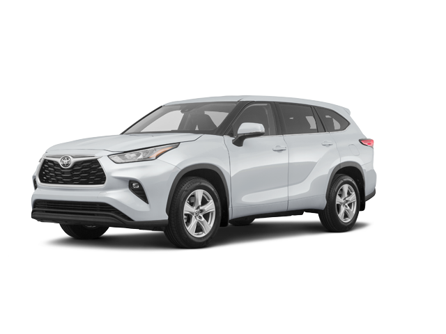 2024 Toyota Highlander LE, front three-quarter view, paint 1 of 8