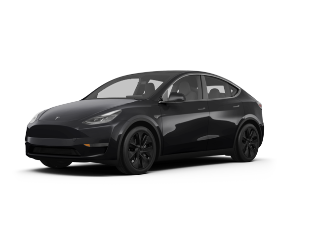 2025 Tesla Model Y Long Range, front three-quarter view, paint 1 of 6