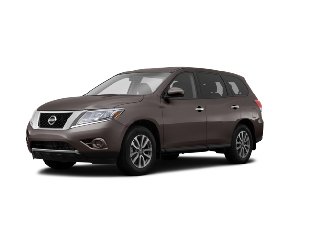 2015 Nissan Pathfinder S, front three-quarter view, paint 1 of 8