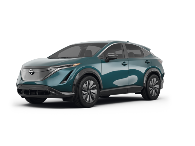 2023 Nissan Ariya Empower+, front three-quarter view, paint 1 of 8