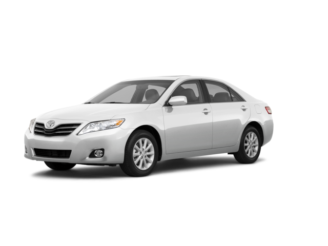 2010 Toyota Camry XLE, front three-quarter view, paint 1 of 8