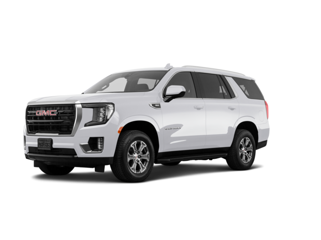 2021 GMC Yukon SLE, front three-quarter view, paint 1 of 8