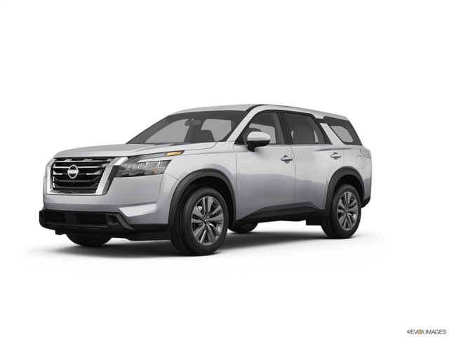 2022 Nissan Pathfinder S, front three-quarter view, paint 1 of 5