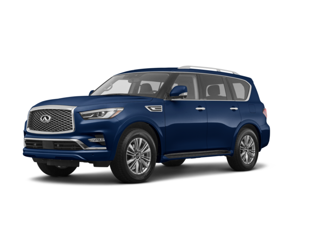 2023 INFINITI QX80 LUXE, front three-quarter view, paint 1 of 3