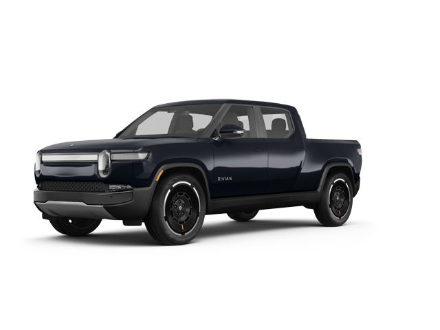 2025 Rivian R1T Tri, front three-quarter view, paint 1 of 8