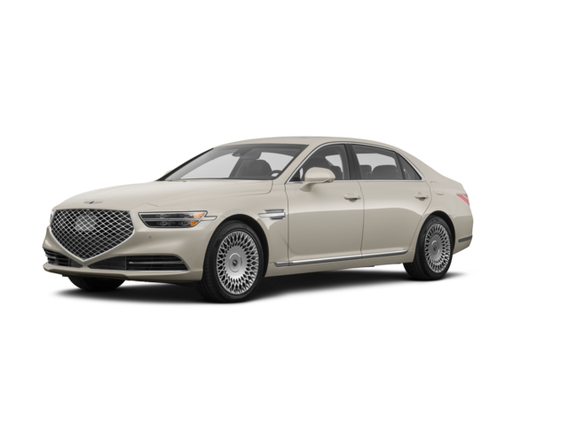 2021 Genesis G90 3.3T Premium, front three-quarter view, paint 1 of 7