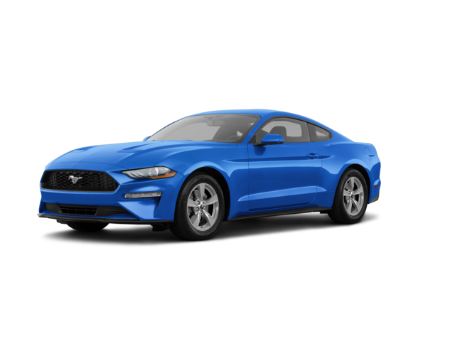 2021 Ford Mustang EcoBoost, front three-quarter view, paint 1 of 5