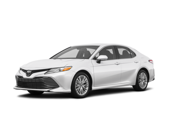 2018 Toyota Camry XLE, front three-quarter view, paint 1 of 8