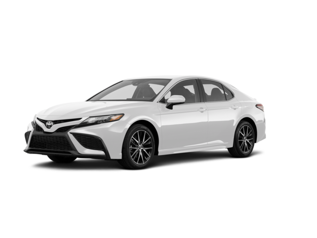 2021 Toyota Camry SE, front three-quarter view, paint 1 of 8