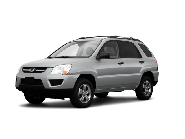 2009 Kia Sportage LX, front three-quarter view, paint 1 of 8