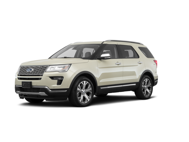 2018 Ford Explorer Platinum, front three-quarter view, paint 1 of 8