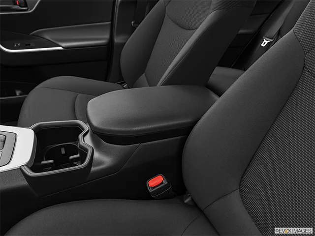 2025 Toyota RAV4 | Front center console with closed lid, from driver’s side looking down