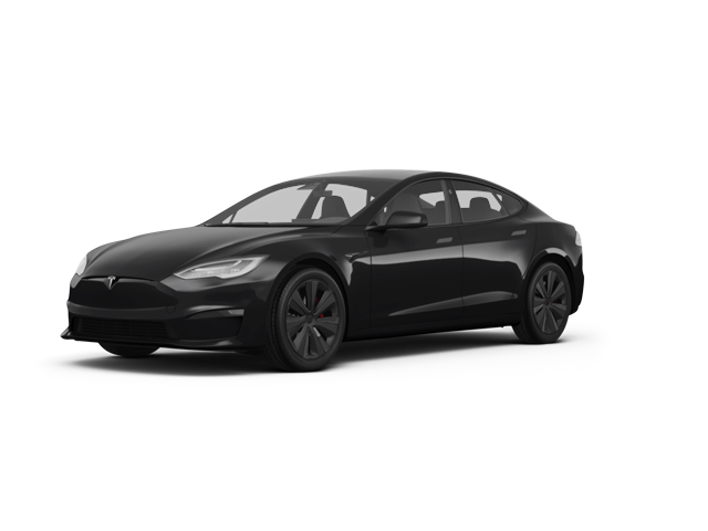 2025 Tesla Model S Plaid, front three-quarter view, paint 1 of 6