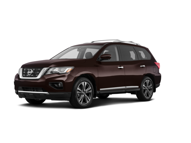 2020 Nissan Pathfinder Platinum, front three-quarter view, paint 1 of 8
