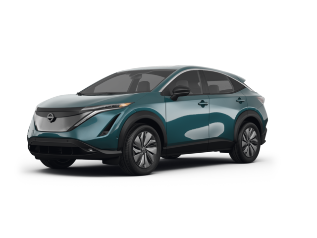 2023 Nissan Ariya Evolve+, front three-quarter view, paint 1 of 8