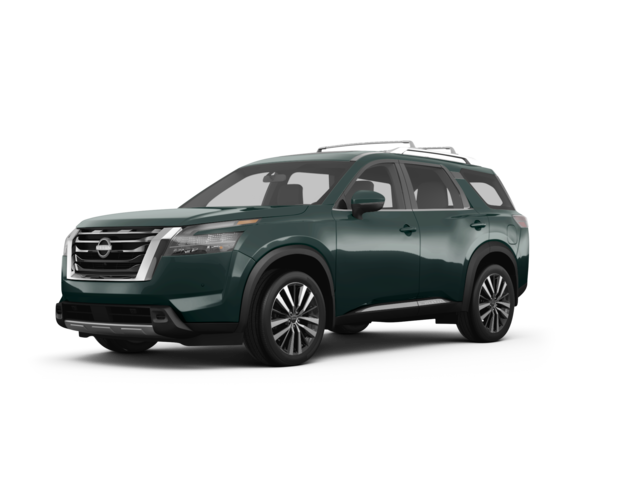 2024 Nissan Pathfinder Platinum, front three-quarter view, paint 1 of 8